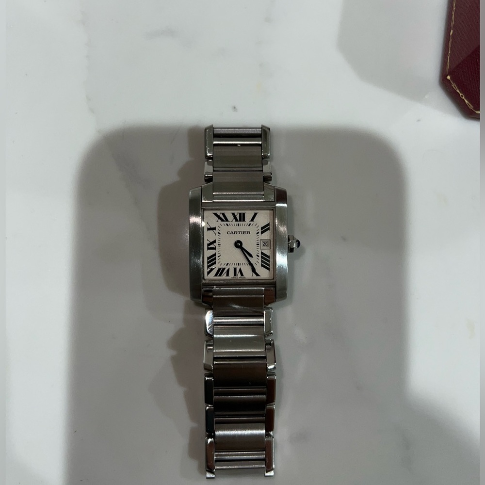 Tank Française Watch Medium Model, Quartz Movement, Steel